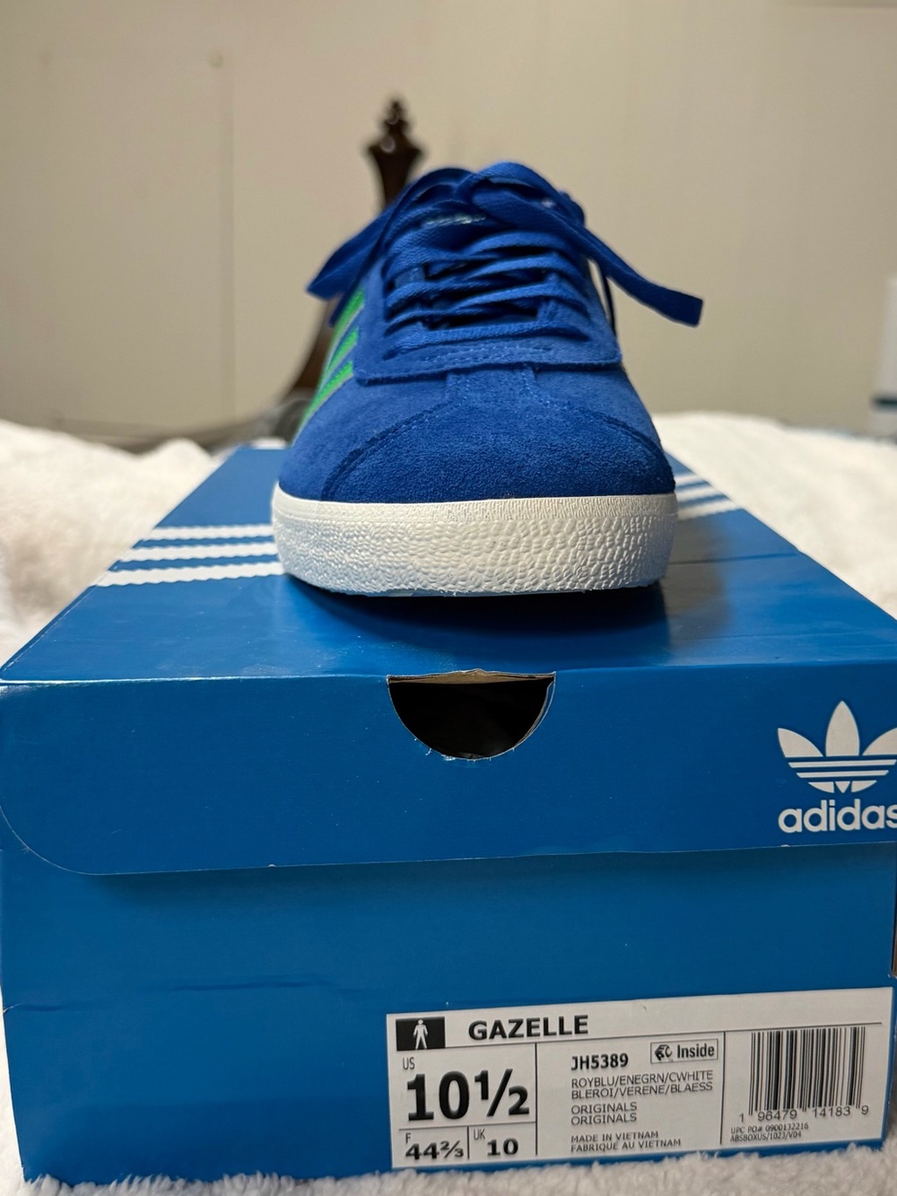 adidas Royal Blue and Green Gazelle Suede Sneaker